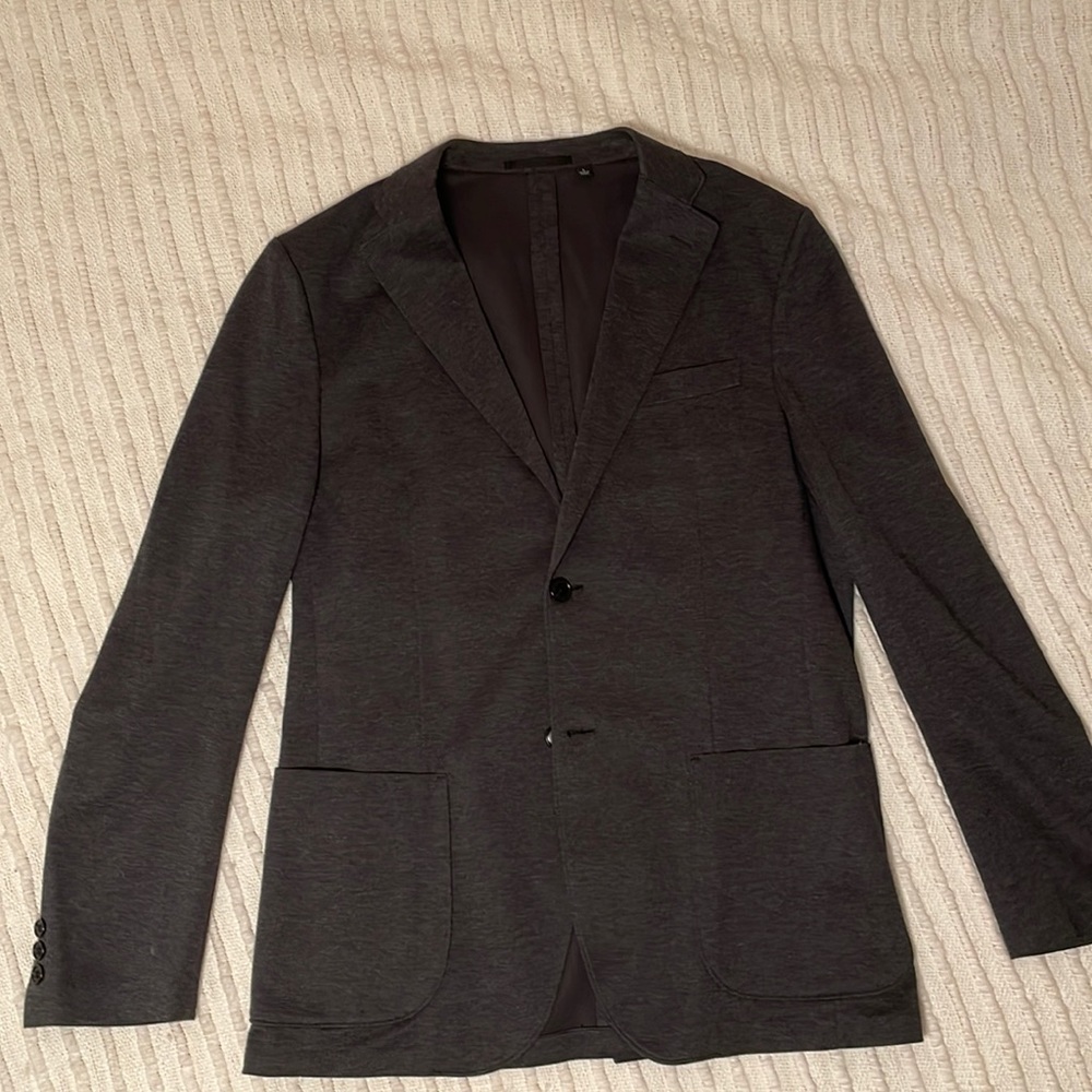 Uniqlo unstructured knit blazer - dark grey - large